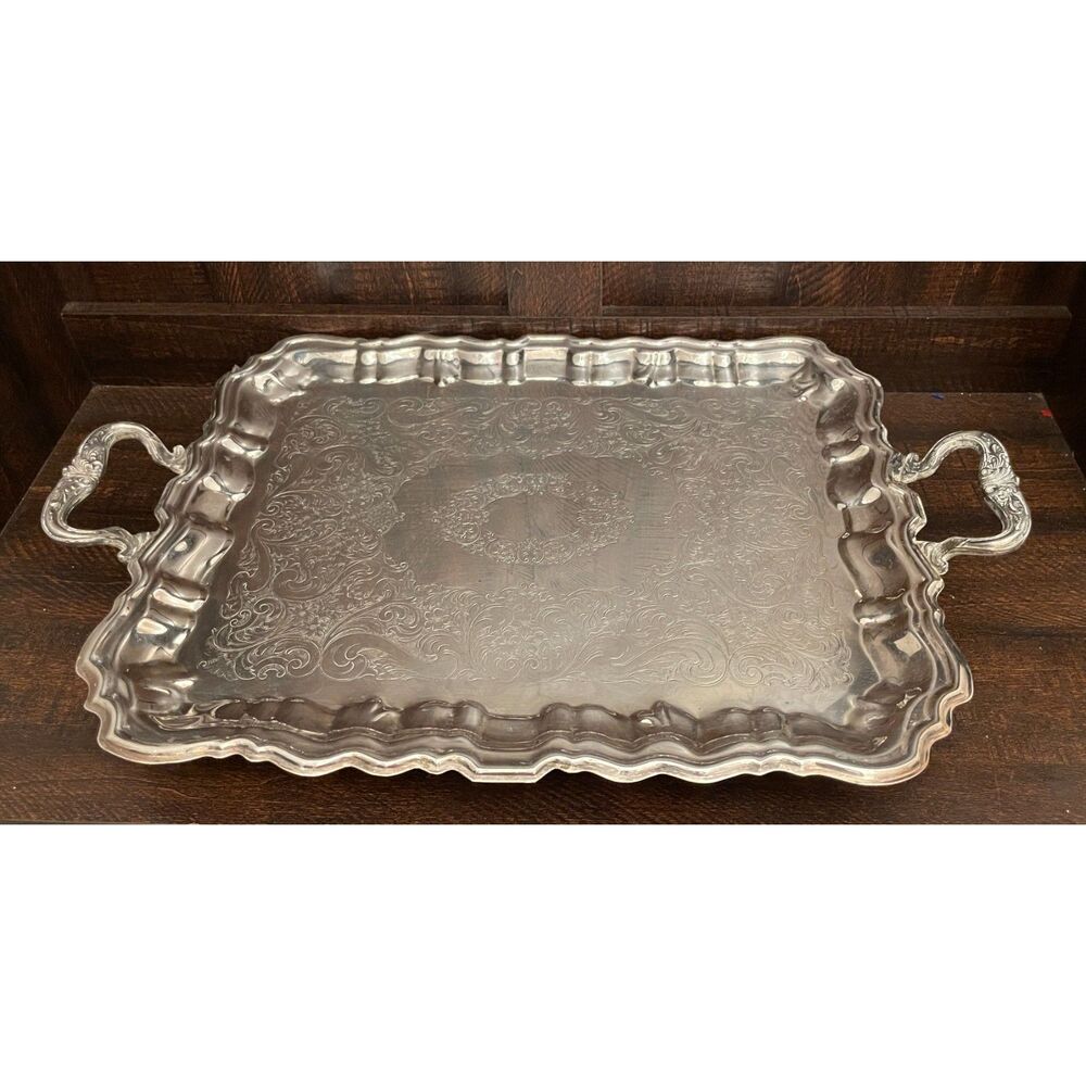 Vintage Sheridan Silverplate Warming Serving Tray with Handles 23